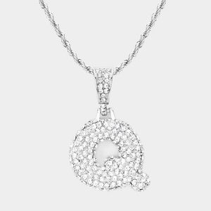 Silver Monogram "Q" Crystal Initial Pendant Necklace